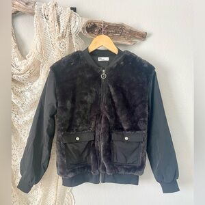 KIDS | EPIC THREADS | Girls Black Faux Fur Bomber Jacket - L